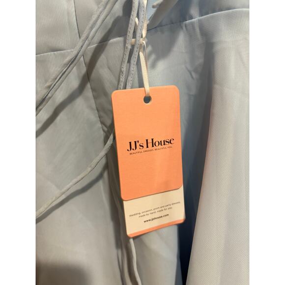 NWT JJ's House A-line Square Pleated Chiffon Homecoming Mini Dress Sky Blue US 4 - Picture 3 of 4